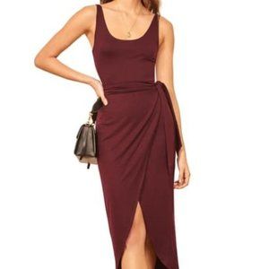 NWOT Reformation Kaila Wrap Style Jersey Dress In Merlot